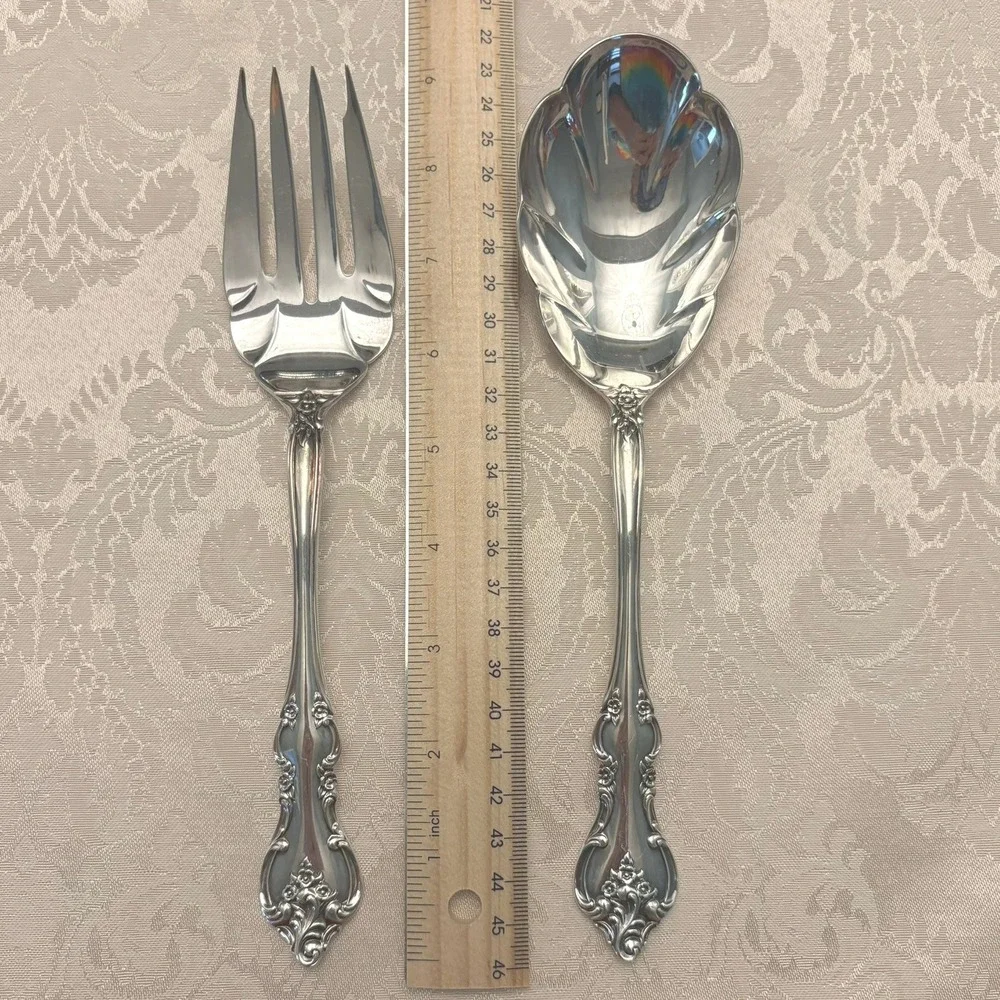 Orleans International Silver Shell Casserole Spoon Cold Meat Serving Fork Set